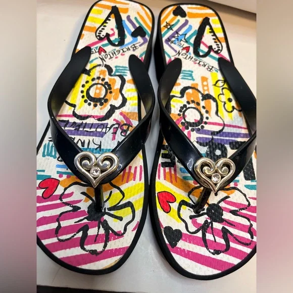 Brighton wedge Flip-Flops with Heart Detail size 8 - Picture 1 of 5